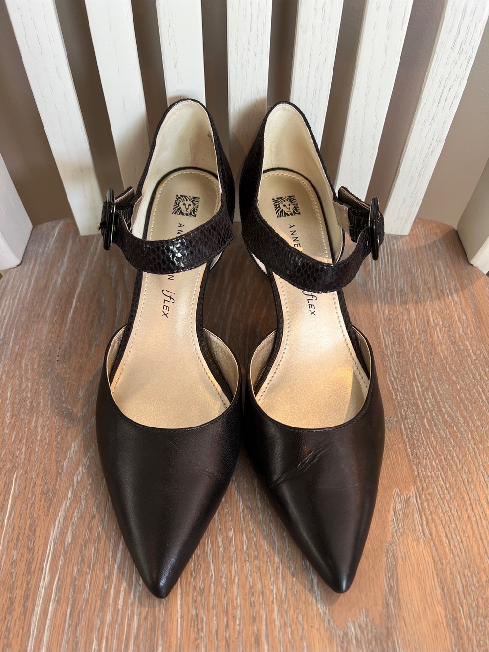 Anne Klein Pointed Toe Ankle Strap Heels Black - Picture 2 of 7